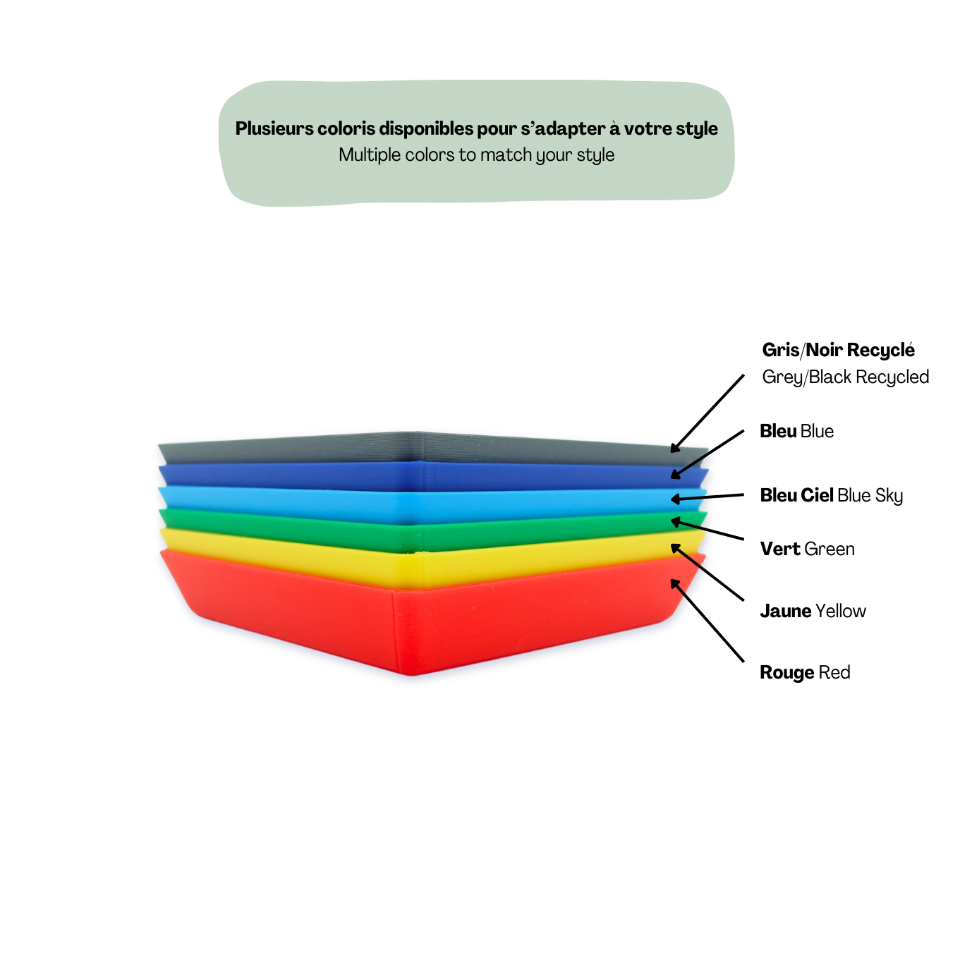 Coupelles pour jeu de société - coloris multiples - Recyclé gris/Noir, bleu, bleu ciel, vert, jaune et rouge.