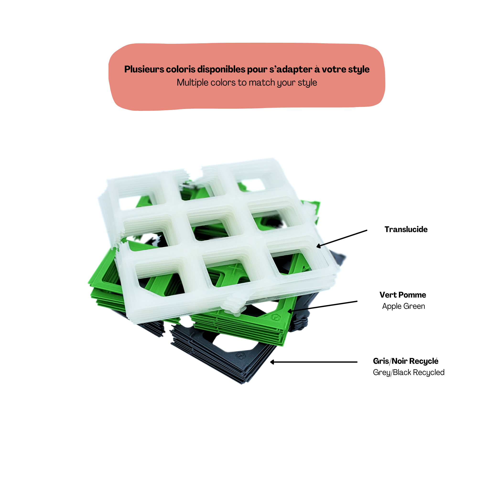 Grilles de placement de tuiles Carcassonne - coloris vert, translucide ou recyclé - demandez une personnalisation.