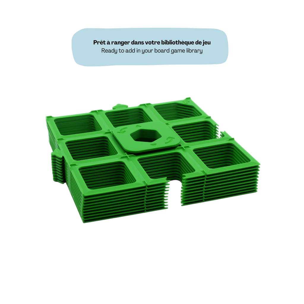 Grilles de placement de tuile Carcassonne avec base de rangement pratique.