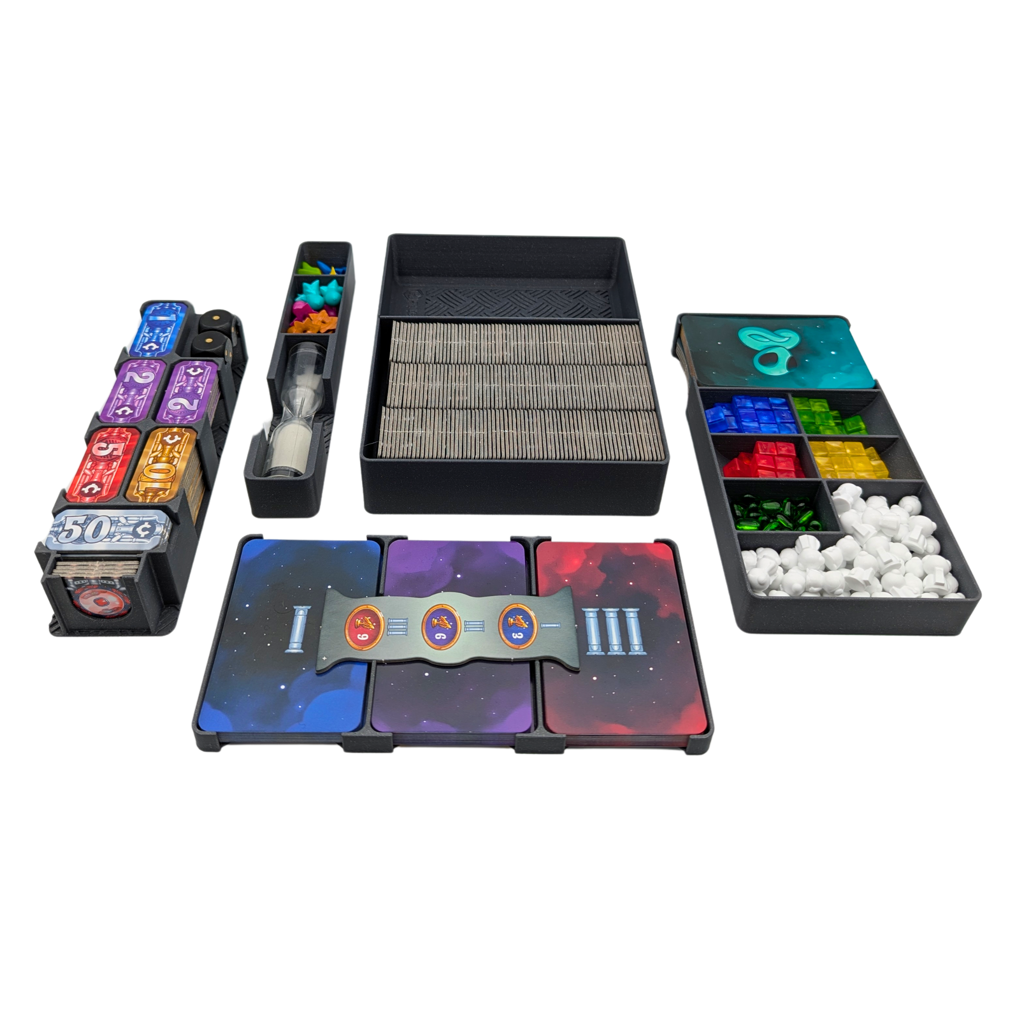 Modules de rangement de l'insert compatible Galaxy Trucker - conçu et imprimé en France avec du PLA Français.